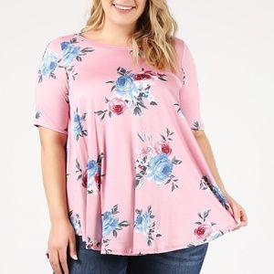 Emetla Plus Size Floral Tunic Top - Blush